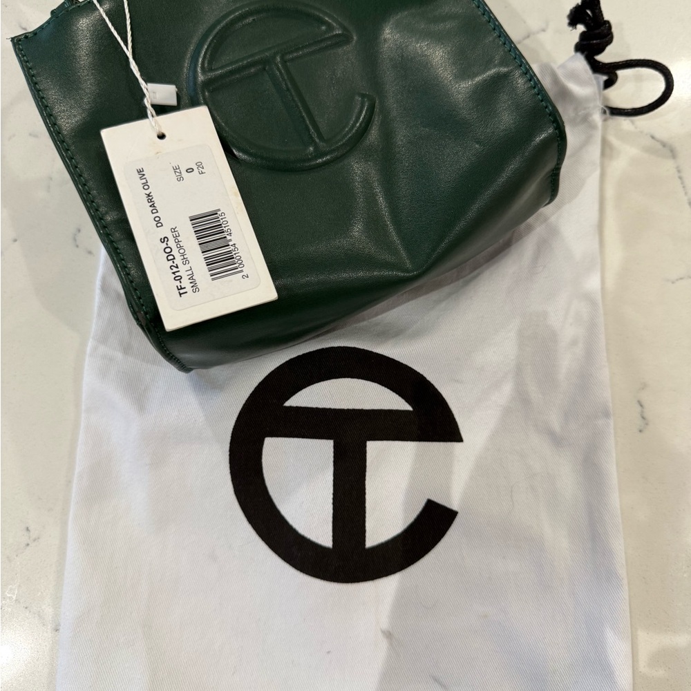 Telfar Dark Green Embossed Leather Crossbody